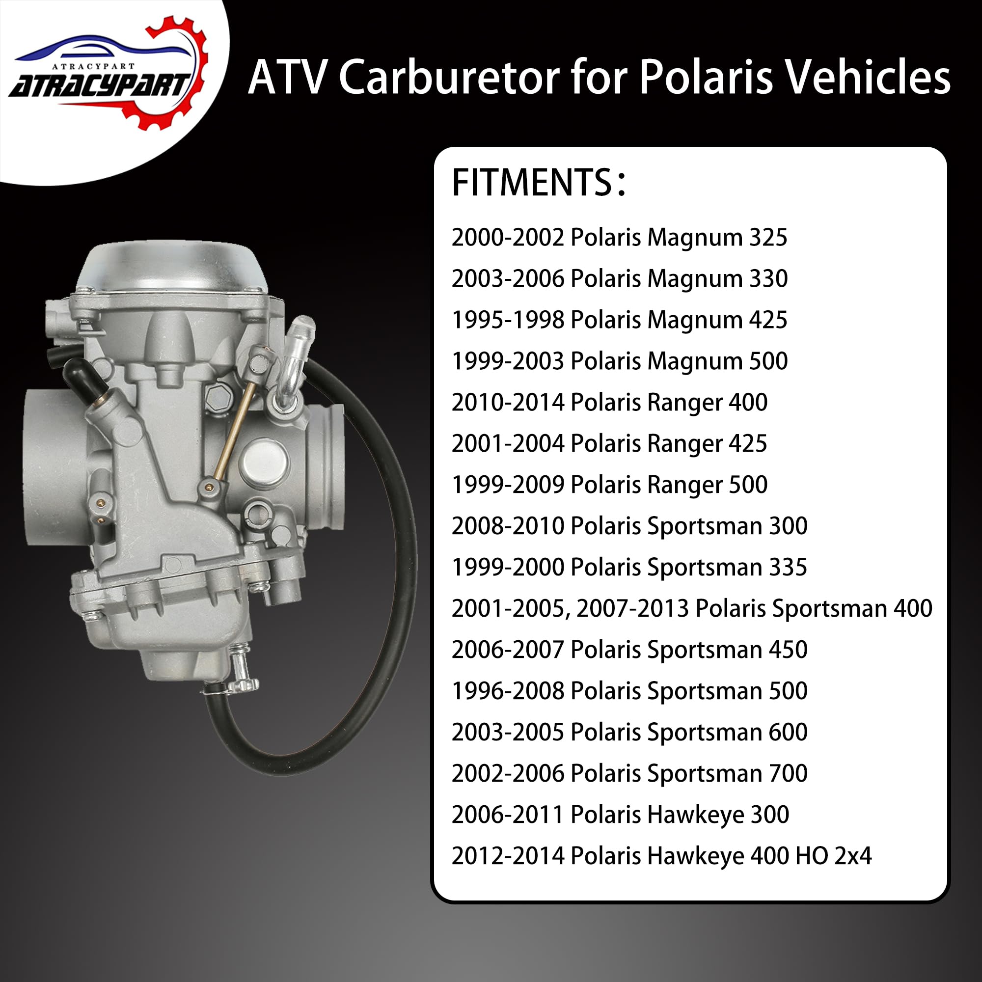 Carburetor Carb Compatible With Polaris Sportsman 300 335 400 450 500 600 700, Magnum 325 330 425 500, Ranger 400 425 500, Trail Boss 325 330, Trail Blazer 330, Hawkeye 300 400 & More